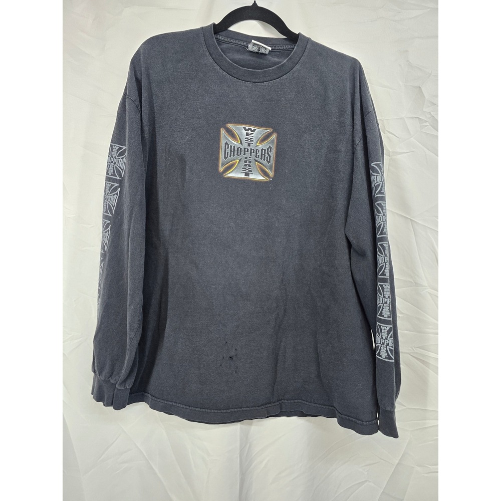 West Coast Choppers Jesse Who Mens Long Sleeve Shirt Black Long Beach CA Large‎